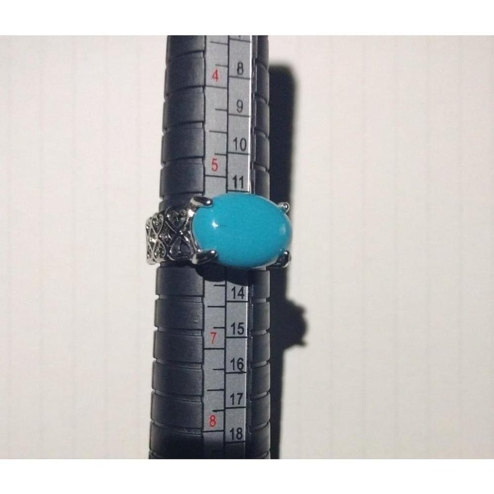 Silvertone Blue Statement Ring - Picture 2 of 6